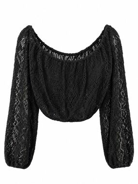 Lovewave Black Crochet Mesh BoHo Top — NWT — Size M